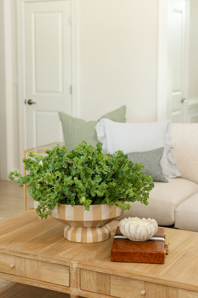 Fresh local flowers styled in a Bay Creek living room