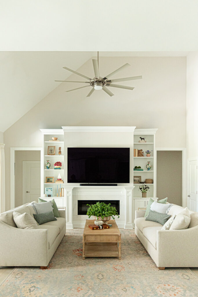 Custom coastal living room by a Cape Charles interior designer in Bay Creek